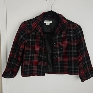 Cherokee Women's Bold Red and Black Checkered Blazer